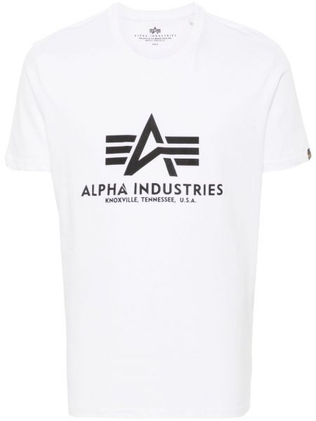 Kokvilnas t-krekls ar apdruku Alpha Industries balts