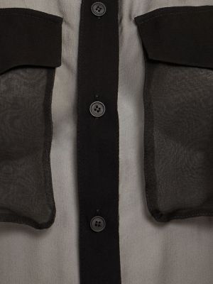 Camicia di seta di chiffon con tasche Alberta Ferretti nero