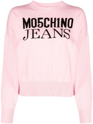 Haftowany sweter bawełniany Moschino Jeans
