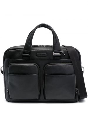 Bőr laptop táska Piquadro fekete