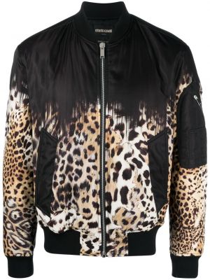 Bomber jakna s potiskom z leopardjim vzorcem Roberto Cavalli črna