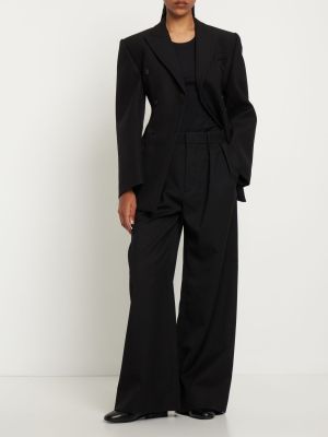 Plisované vlněné kalhoty s nízkým pasem Wardrobe.nyc černé