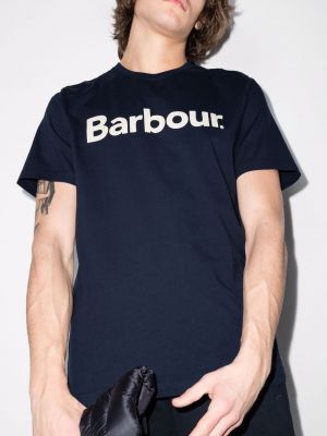 Kokvilnas t-krekls ar apdruku Barbour zils