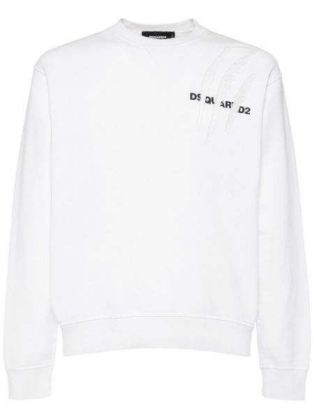 Puuvilla crewneck collegepaita Dsquared2 valkoinen