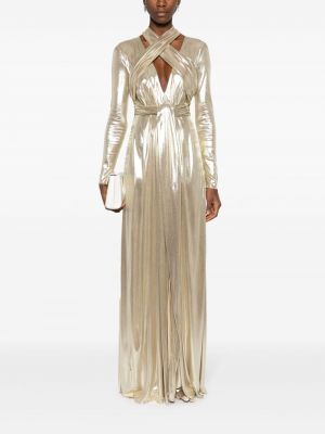 Drapiruotas šilkinis suknele kokteiline Giambattista Valli auksinė
