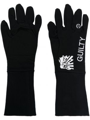 Bavlněné rukavice s výšivkou 032c černé