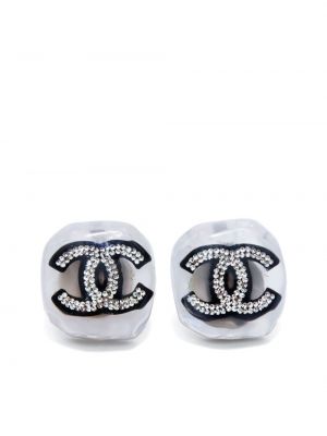 Boucles d'oreilles en cristal Chanel Pre-owned blanc