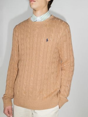 Haftowany sweter Polo Ralph Lauren brązowy