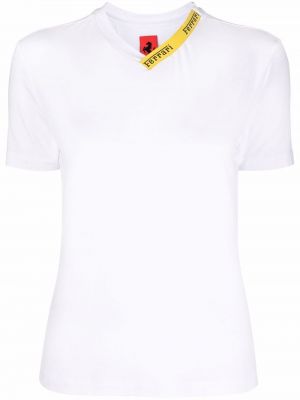 T-shirt mit v-ausschnitt Ferrari weiß