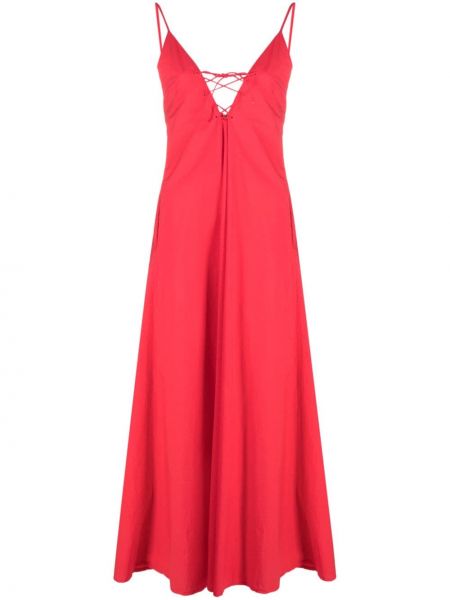 Μάξι φόρεμα με κορδόνια με δαντέλα Forte_forte κόκκινο