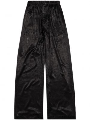 Krištáľové saténové teplákové nohavice Balenciaga čierna
