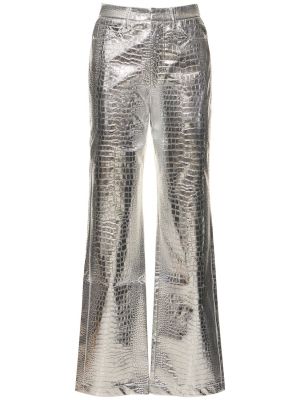 Pantaloni din viscoză Rotate argintiu
