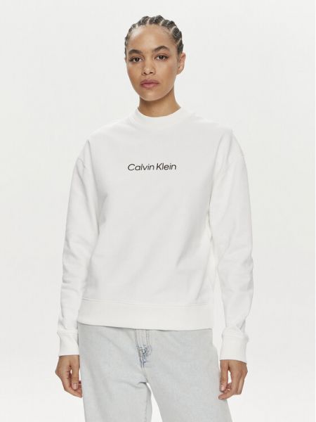 Felpa con la zip Calvin Klein bianco