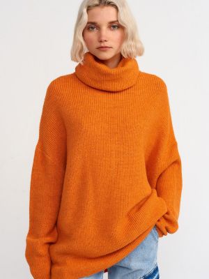 Oversize džemperis ar augstu apkakli Dilvin oranžs