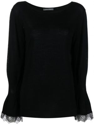Krajkový vlněný svetr Alberta Ferretti černý