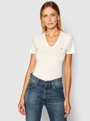 Skinny fit marškinėliai slim fit Tommy Jeans balta