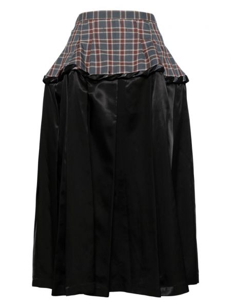 Satynowa rozkloszowana spódnica w kratkę Toga czarna