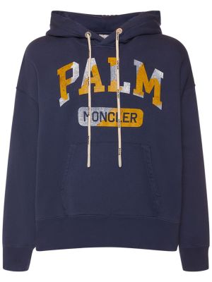 Pamučna hoodie s kapuljačom Moncler Genius plava