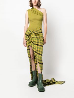Drapované kostkované sukně Rick Owens zelené