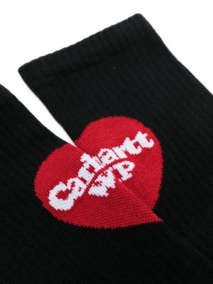 Pletené ponožky s výšivkou Carhartt Wip černé