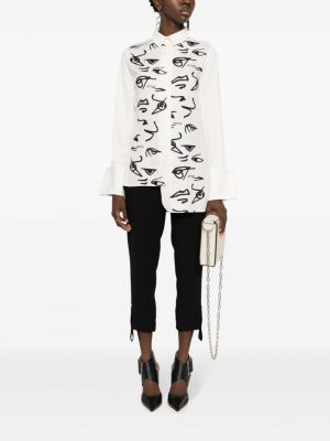 Koszula z nadrukiem w abstrakcyjne wzory asymetryczna Gloria Coelho biała