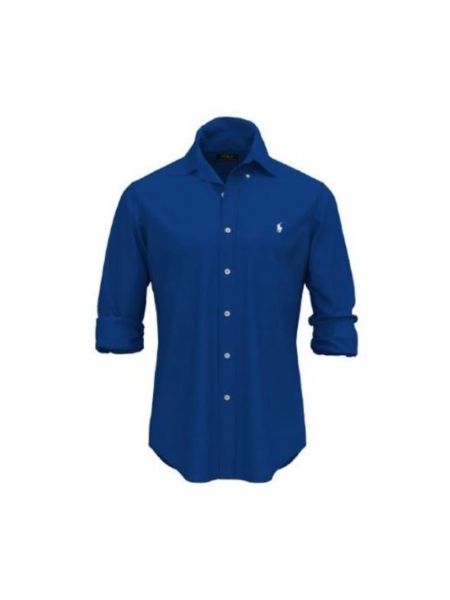 Lniana koszula na guziki Ralph Lauren niebieska