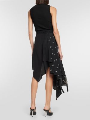 Rochie midi de mătase asimetrică Givenchy negru