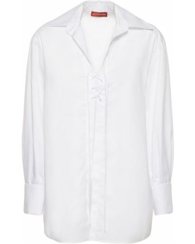 Памучна риза с връзки с дантела Altuzarra бяло
