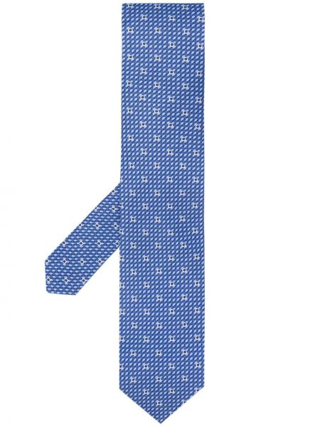 Pletená kravata s potiskem Salvatore Ferragamo modrá