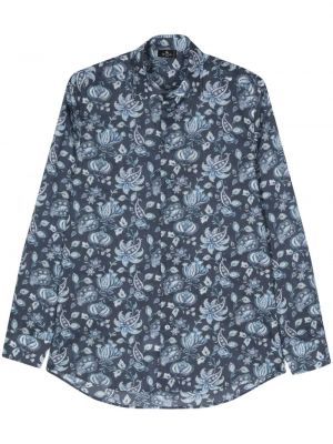 Koszula bawełniana z nadrukiem z wzorem paisley Etro niebieska