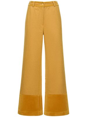 Aksamitne spodnie relaxed fit Maria De La Orden żółte