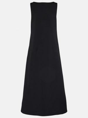 Шерстяное платье с вырезом на спине The Row черное