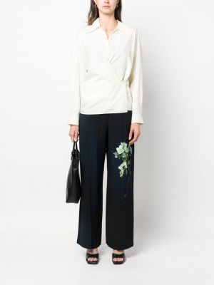 Květinové rovné kalhoty s potiskem relaxed fit Victoria Beckham