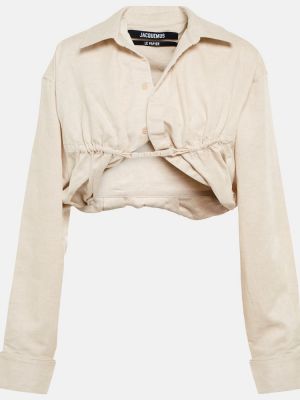 Camicia di lino di cotone Jacquemus beige