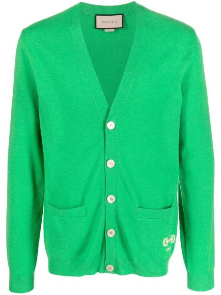 Kašmírový kardigan s výstřihem do v Gucci zelený