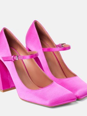 Атласные туфли charlotte 95 mary jane Amina Muaddi розовый