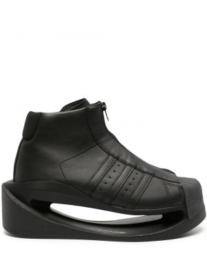 Csíkos bőr sneakers Y-3 fekete