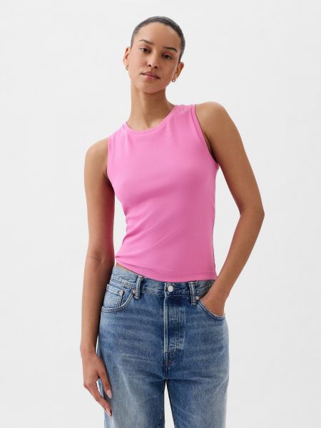 Marškinėliai slim fit Gap rožinė