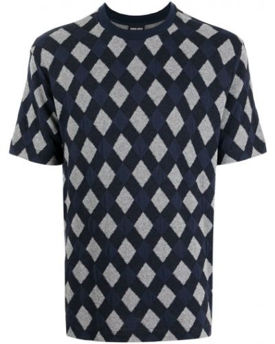 Camiseta de punto de tejido jacquard Giorgio Armani azul
