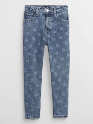 Kvetinové džínsy s vysokým pásom Gap modrá