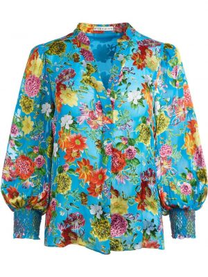 V-hals trykt floral bluse Alice+olivia blå