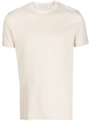 Kokvilnas t-krekls ar apdruku Calvin Klein Jeans bēšs