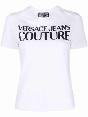 Pamut póló nyomtatás Versace Jeans Couture fehér
