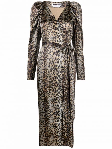 Vestido con estampado leopardo Rotate marrón