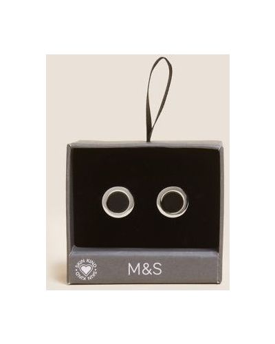 Mens M&S Collection Circular Cufflinks - Silver, Silver M&s Collection