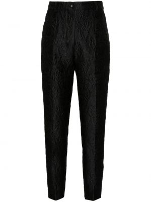 Jacquard hlače slim fit s cvjetnim printom Dolce & Gabbana crna