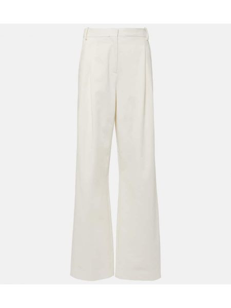 Pantaloni a vita alta di cotone baggy Tove bianco