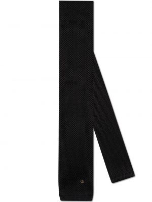 Плетена копринена вратовръзка Gucci черно
