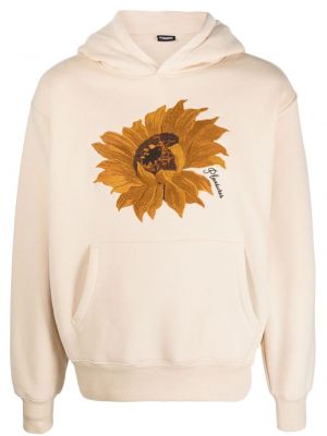 Kapučdžemperis ar ziediem ar apdruku Pleasures bēšs
