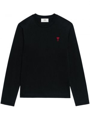 Sweatshirt mit stickerei aus baumwoll Ami Paris schwarz